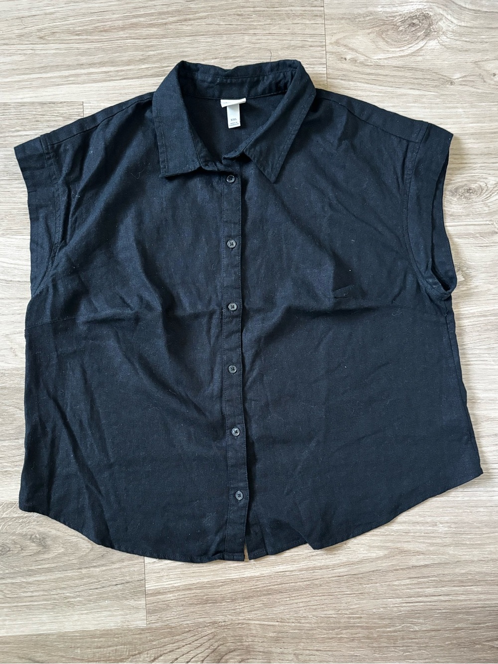 A new day Linen Black Short-Sleeve Button-Up Women's Top Size XXL